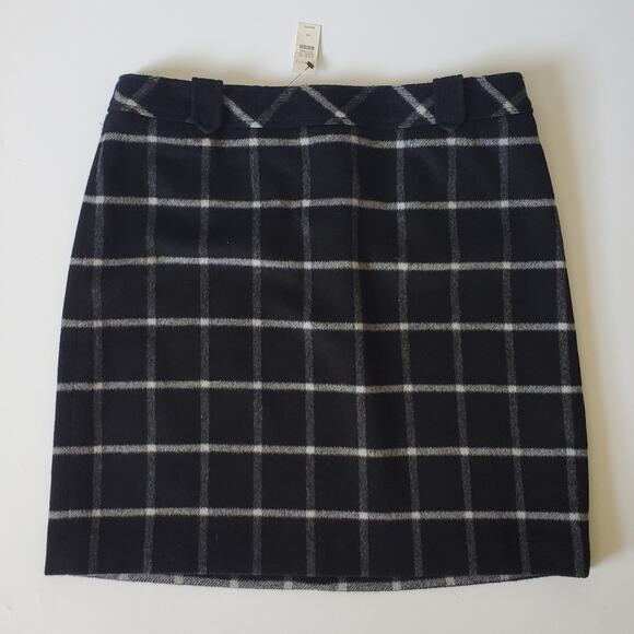 Talbots Wool Blend Flannel Mini Skirt Black Plaid NEW Academia Preppy Twee - Picture 1 of 14